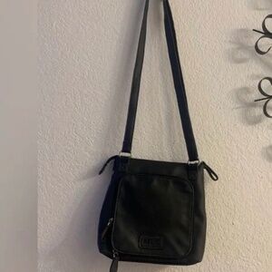 Relic Black Leather Crossbody Bag